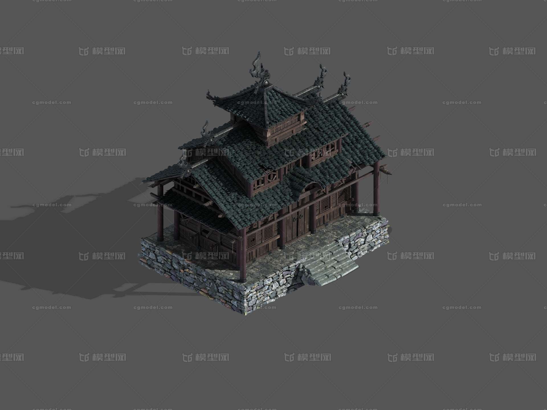 3转2写实场景模型 新手村 民房建筑 木头房子 破旧模型-古代场景模型库-3ds Max(.max)模型下载-cg模型网