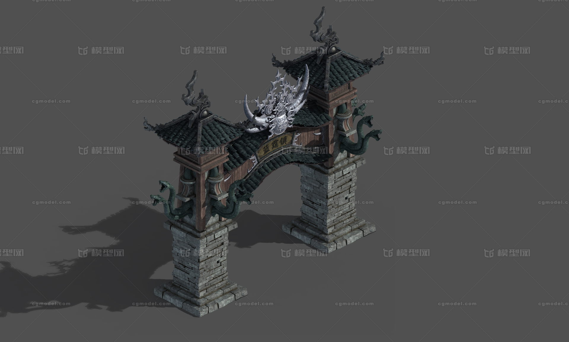 3转2写实场景模型 入口亭子模型-古代场景模型库-3ds Max(.max)模型下载-cg模型网