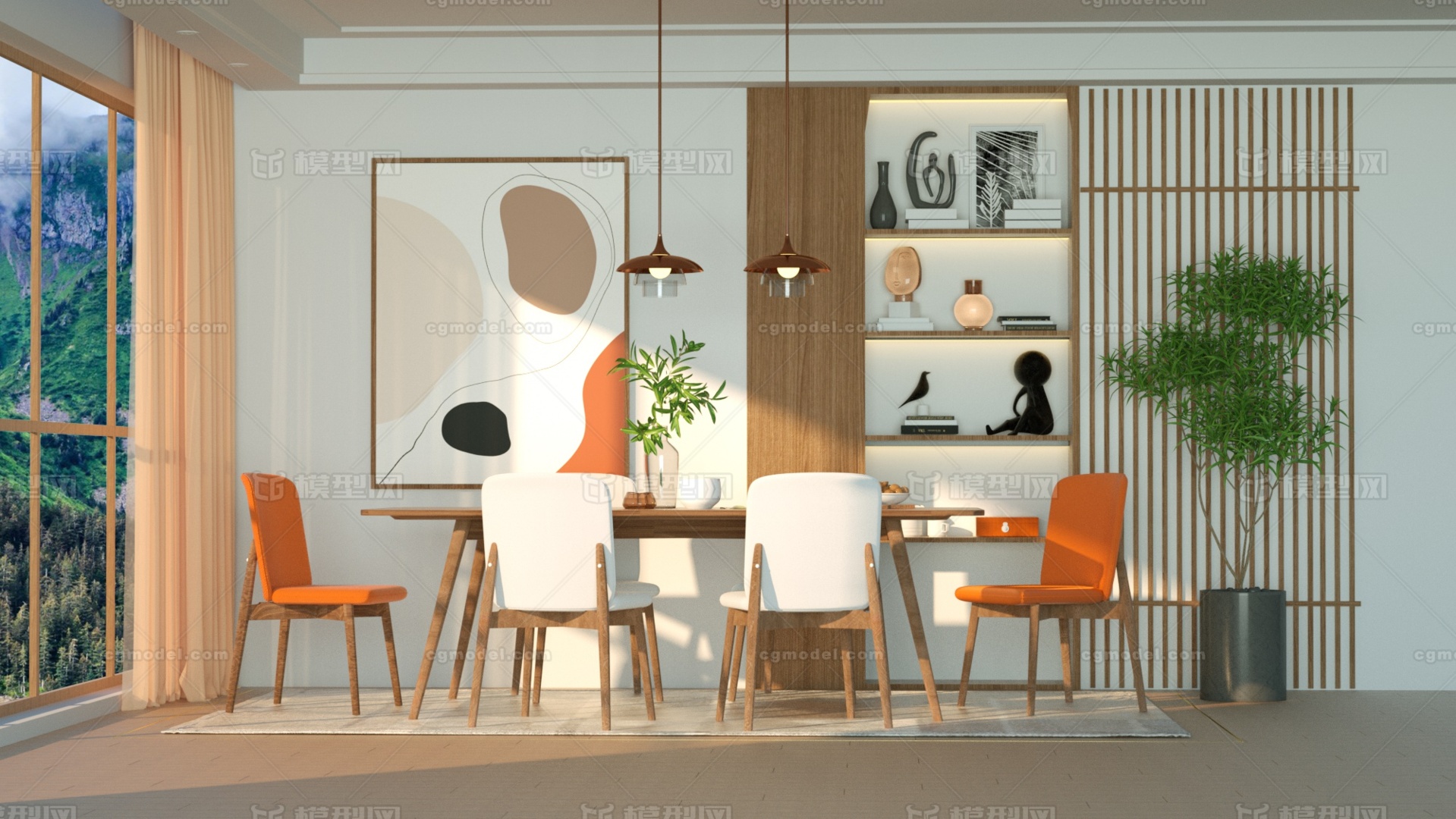C4D室内餐厅场景OC渲染模型-餐厅模型库-Cinema 4D(.c4d)模型下载-cg模型网