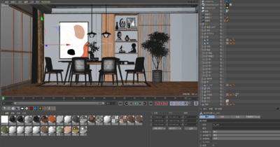 C4D室内餐厅场景OC渲染模型-餐厅模型库-Cinema 4D(.c4d)模型下载-cg模型网