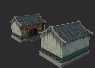 徽派建筑,民居,一个杂货铺,仓库,庭院建筑,商铺模型-古代场景模型库