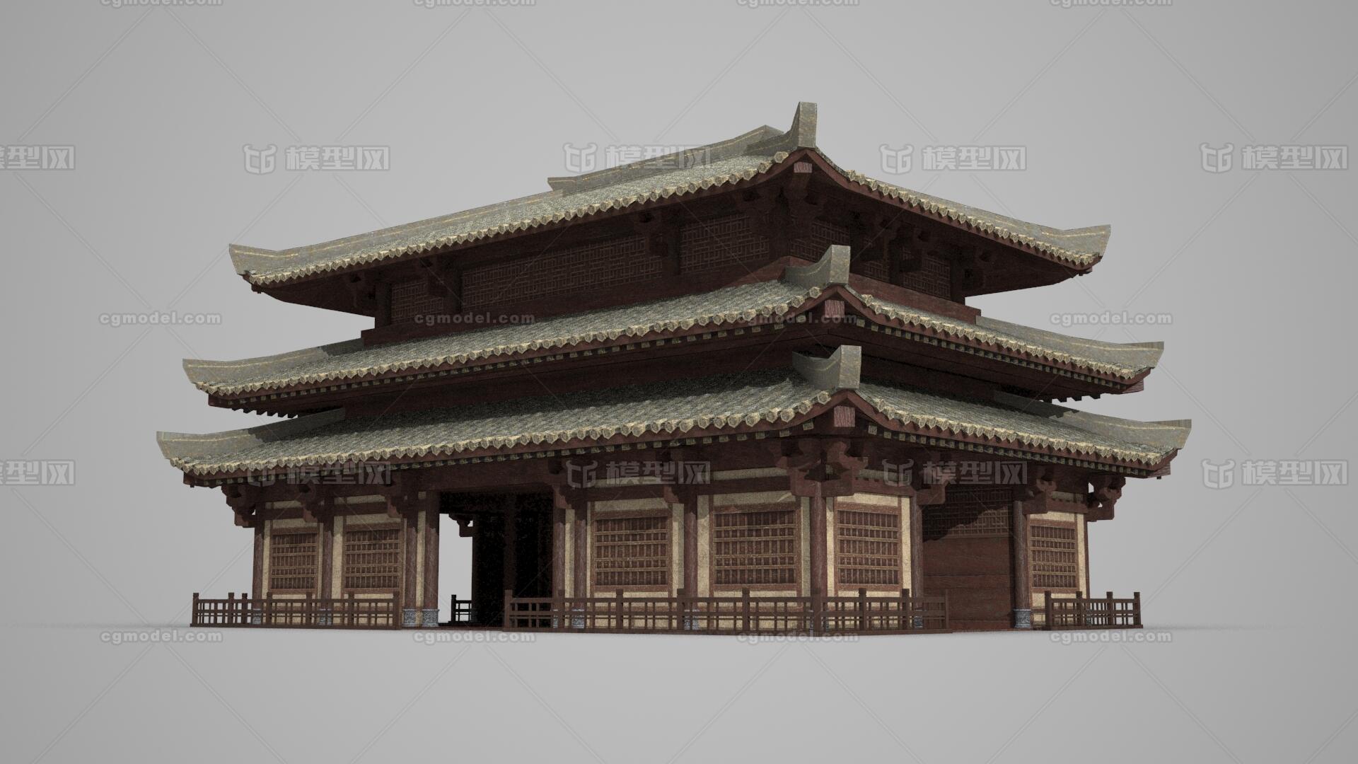 古建筑大型宫殿城楼模型-历史建筑模型库-3ds Max(.max)模型下载-cg模型网