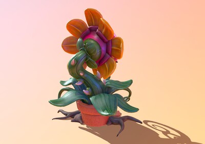 卡通食人花 植物怪兽 霸王花_sagapow1984作品_石头植物花卉_cg模型网