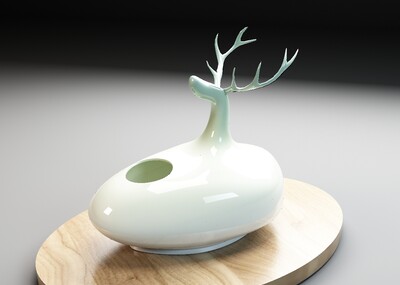 梅花鹿陶瓷瓶 艺术品