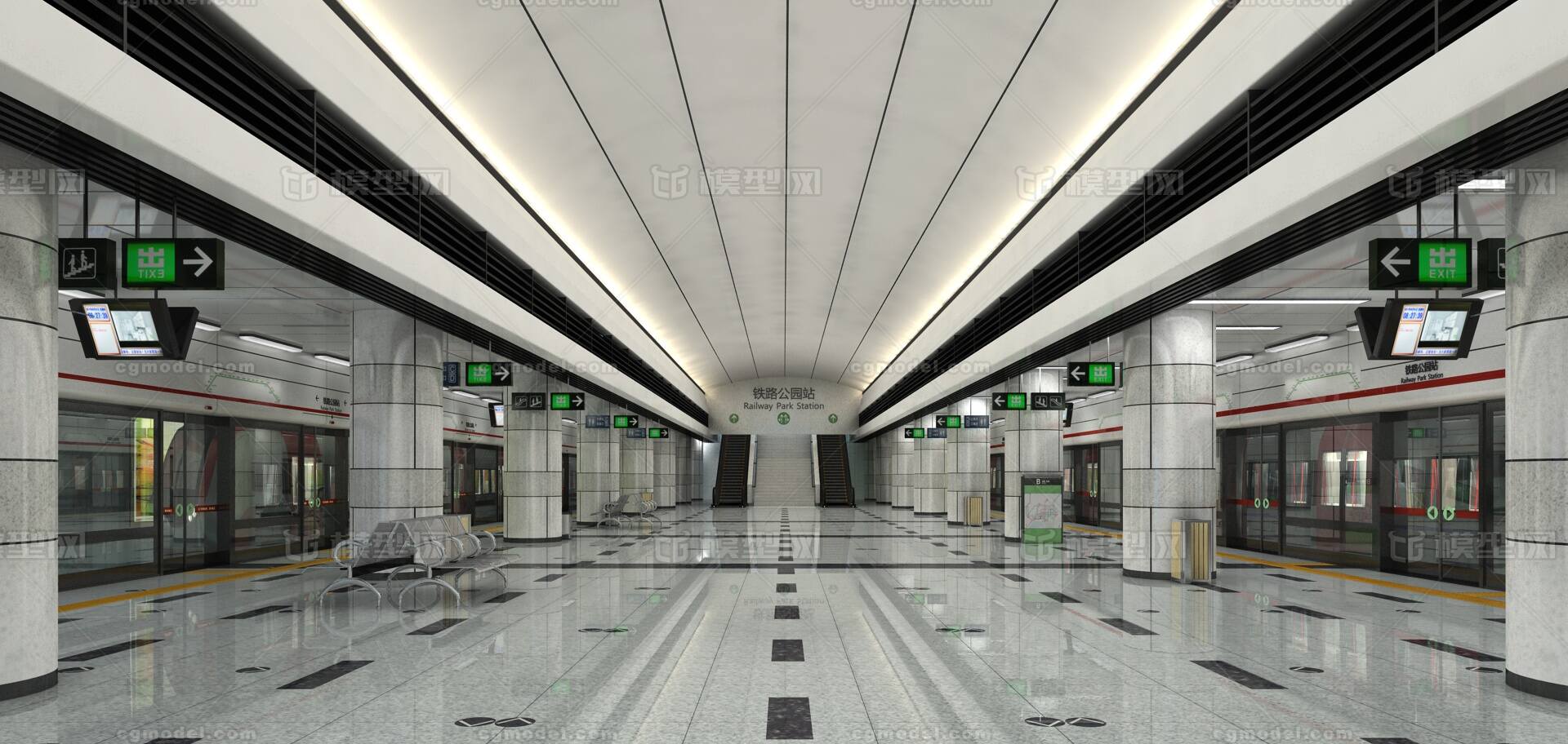 深圳地铁站 地铁站内部模型-现代场景模型库-3ds Max(.max)模型下载-cg模型网
