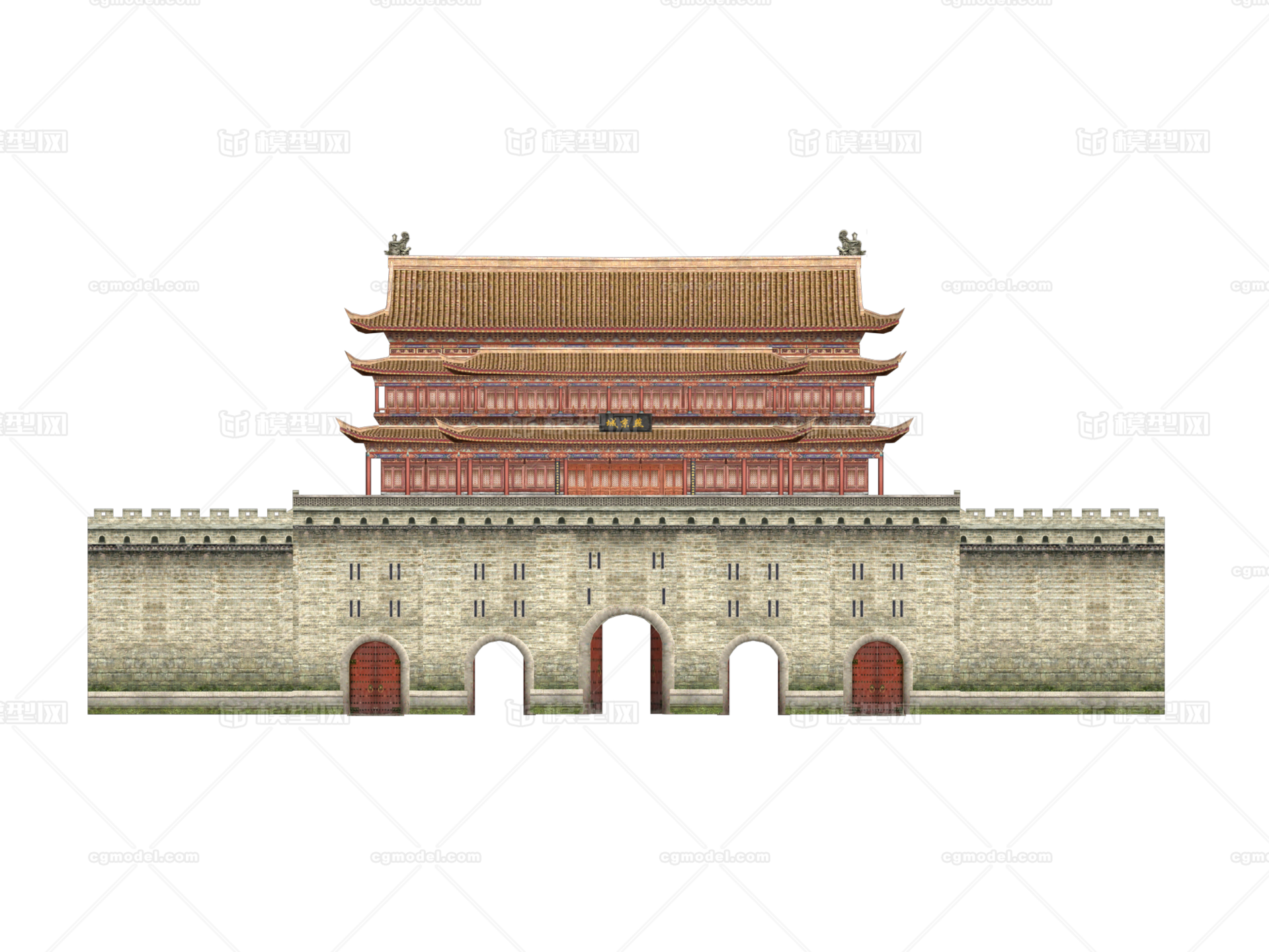 中式古建筑武侠仙侠游戏场景模型城门楼 Cg模型网 Cgmodel 三维设计师交流互动平台 专注多品类3d模型下载 原创作品分享 软件学习