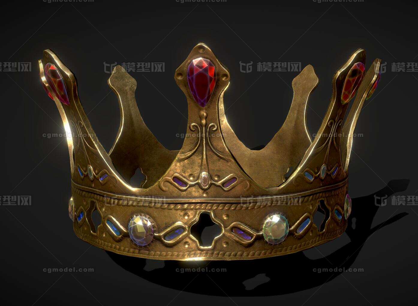 Pbr次世代王冠皇冠头冠黄金王冠国王王冠金属头冠模型 其他模型库 Obj Obj Mtl 模型下载 Cg模型网