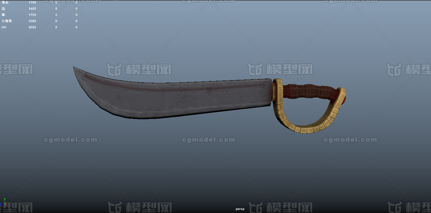 海盗刀 砍刀 强盗大刀 劈刀 护手刀 弯_567878999作品_武器冷兵器_cg模型网
