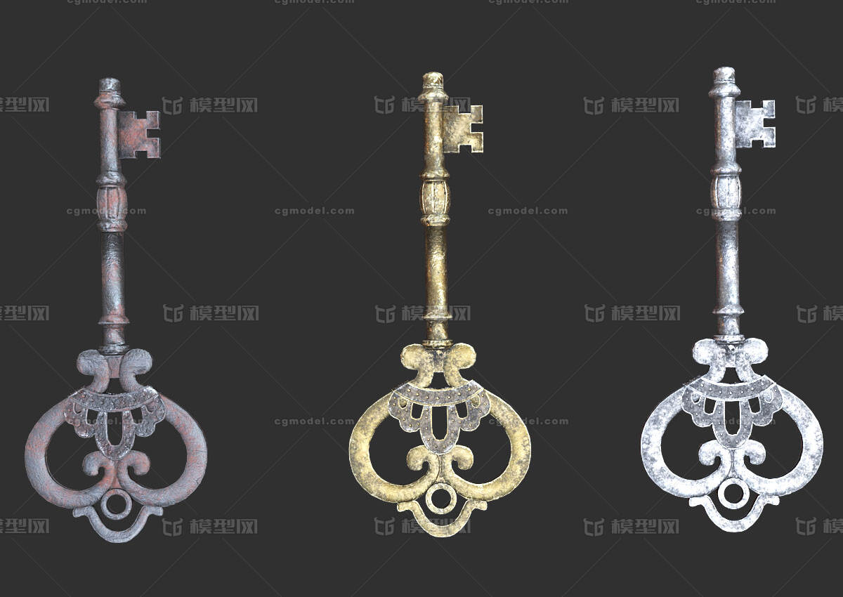 PBR次世代 古代钥匙模型-五金工具模型库-OBJ(.obj/.mtl)模型下载-cg模型网