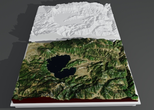 泸沽湖3d模型 山脉沙盘 风景区 旅游区 地形 地貌