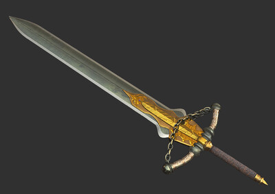 pbr次世代 神剑 黄金剑 宝剑 国王之剑 骑士佩剑 重剑 场景道具 古代