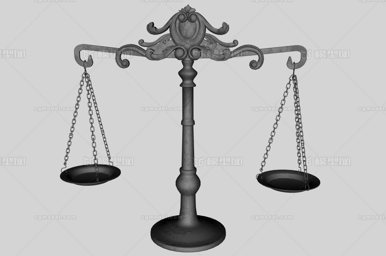 天平 Weighing 托盘天平天坪天秤公正称天平秤药店天平模型-其他模型库-OBJ(.obj/.mtl)模型下载-cg模型网
