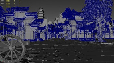 古镇街道 古代建筑模型-古代场景模型库-Maya(.ma/.mb)模型下载-cg模型网