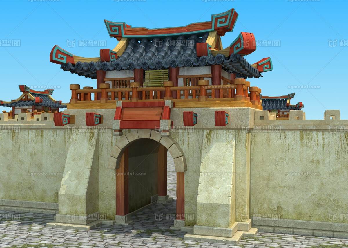 城门 古代城门 古城墙 明城墙 城门楼 护城墙 门楼 古城门模型-历史建筑模型库-3ds Max(.max)模型下载-cg模型网