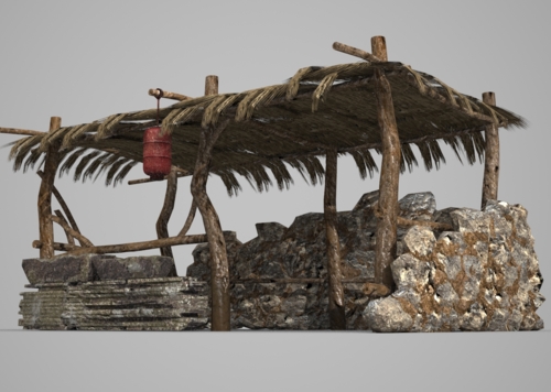 max)模型亚洲古代特色茅草房木房1￥223ds max(.