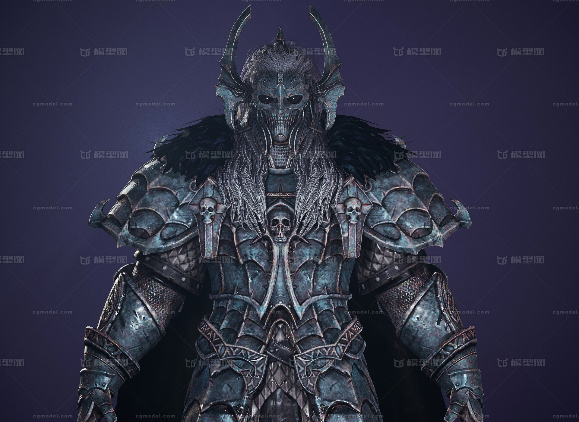 次世代pbr幽灵武将军士兵武将领死亡骑士披风头盔铠甲胄裙甲亡灵英雄