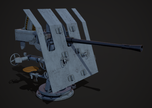 pbr 德国37毫米flak42型 防空炮 37mm-flak42 高射炮 二战德军 高射