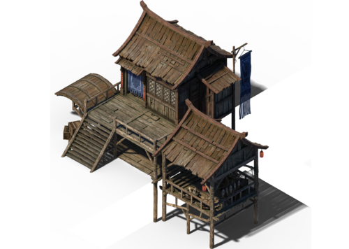 木板房 码头木屋模型-古代场景模型库-3ds Max(.max)模型下载-cg模型网