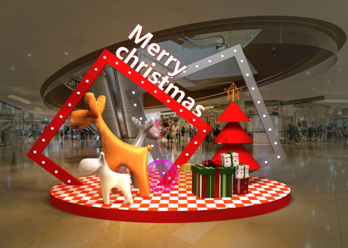 圣诞商业美陈装饰模型 圣诞节美陈 dp点 商场 装饰