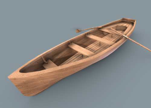 小木船 木筏 小船 木制 船桨