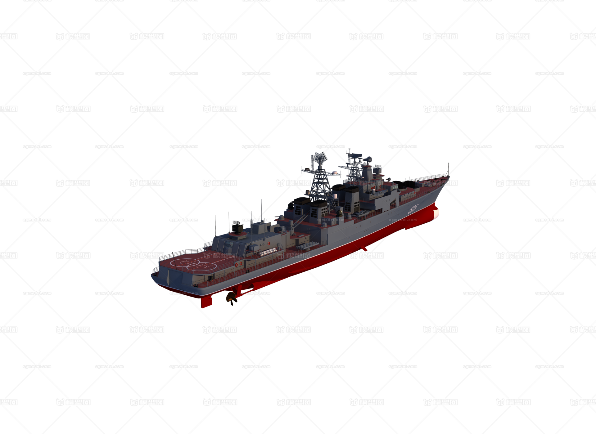 俄罗斯海军1155型反潜舰 无畏级驱逐舰模型-军舰模型库-3ds Max(.max)模型下载-cg模型网