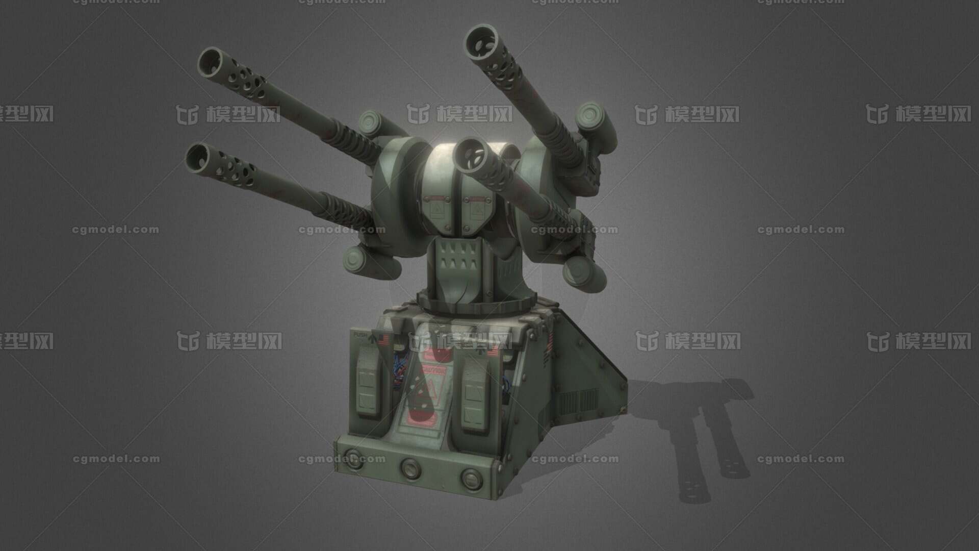 PBR次世代游戏战争自动机枪炮塔炮台TD武器火炮模型-火炮器械模型库-其他模型下载-cg模型网