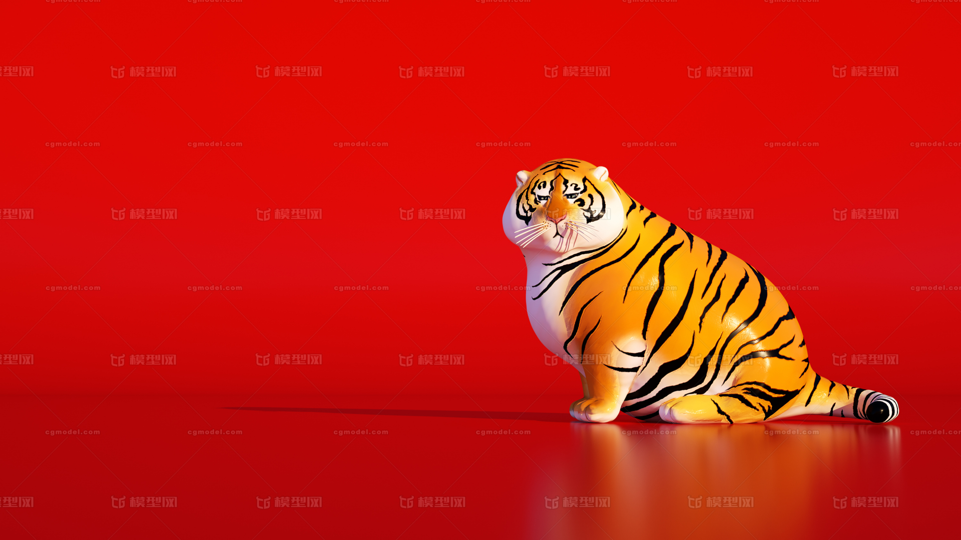 胖虎胖子老虎虎年3d打印stl 手办猫喜庆模型 哺乳模型库 Cinema 4d C4d 模型下载 Cg模型网