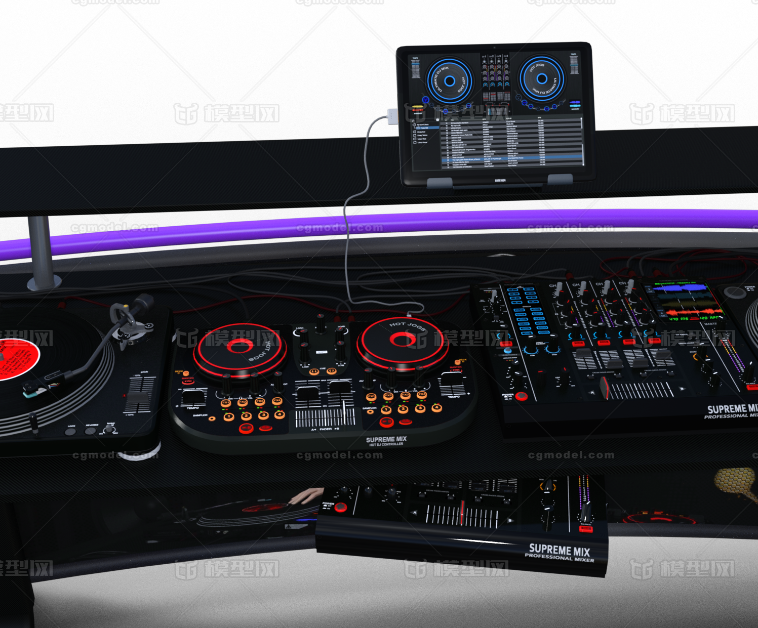 打碟机 DJ台模型-电脑设备模型库-Cinema 4D(.c4d)模型下载-cg模型网