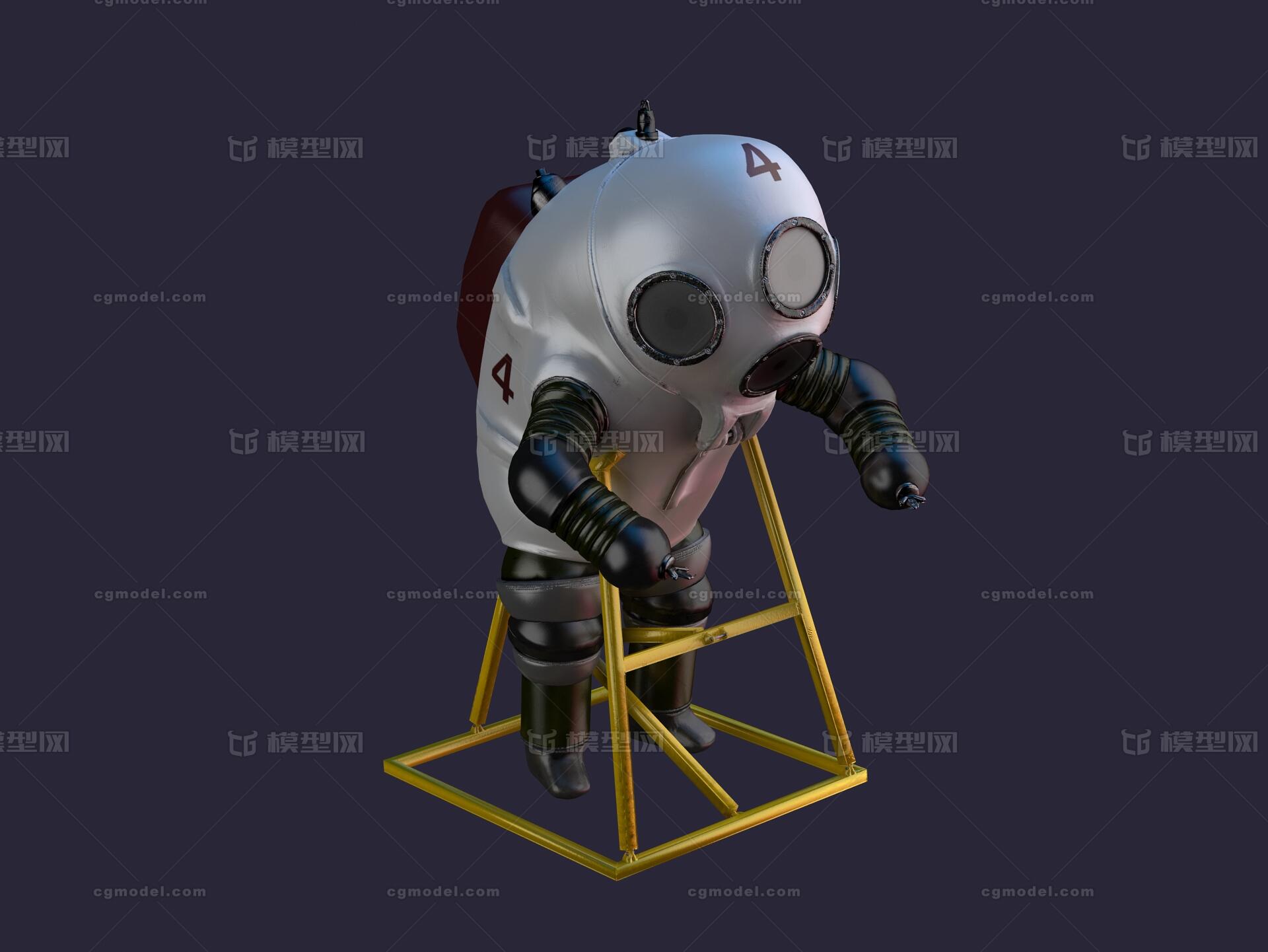 Pbr次世代深海潜水服高压潜水服蛙 Chen作品 人物男人人物男人 Cg模型网