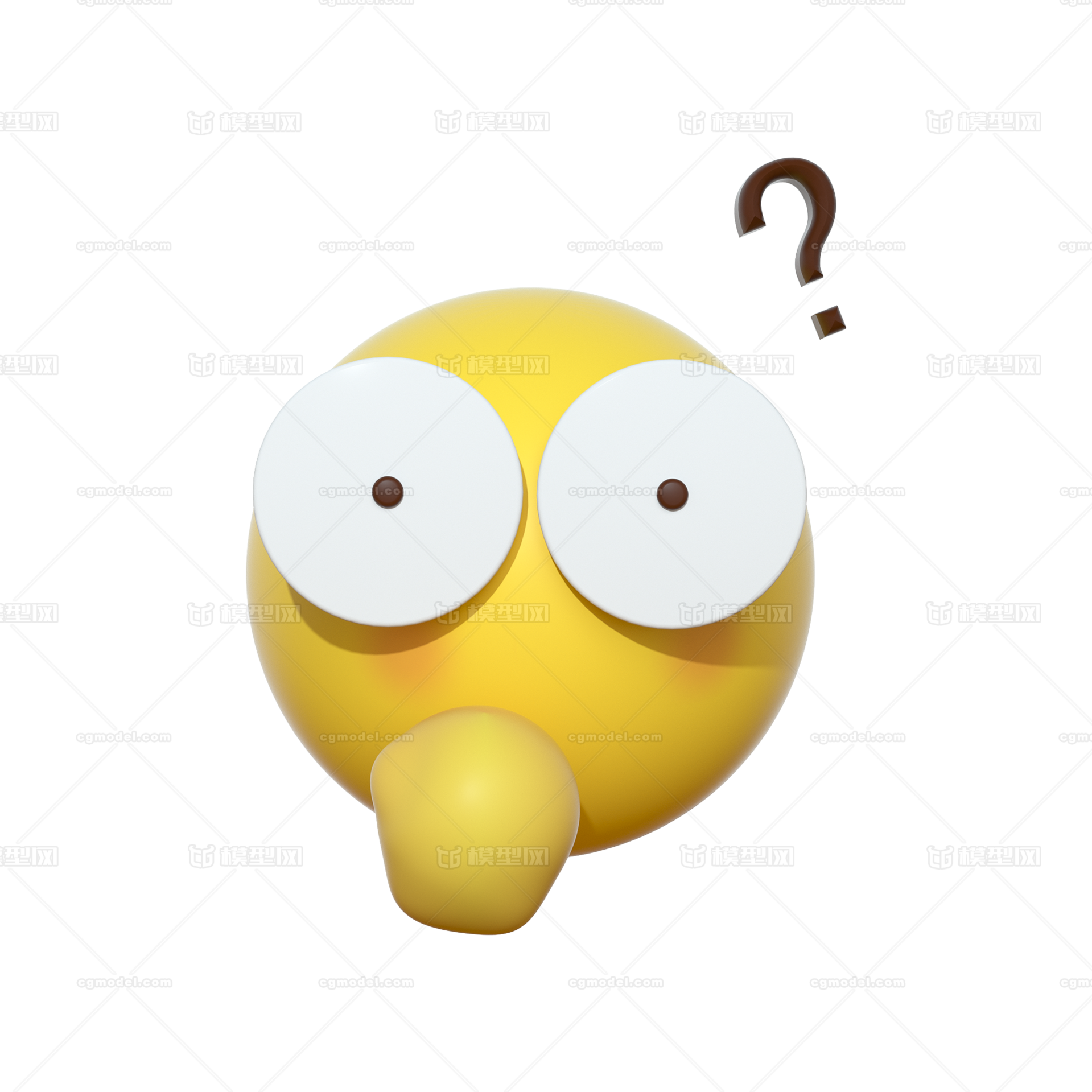 卡通emoji表情黄色图标疑问问号 面部表情模型-广告场景模型库-Cinema 4D(.c4d)模型下载-cg模型网