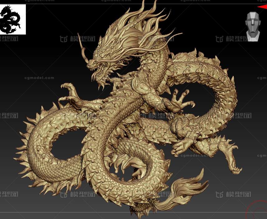 中国龙高模 天龙 高模 支持3d打印_hpcui作品_动物神话类_cg模型网