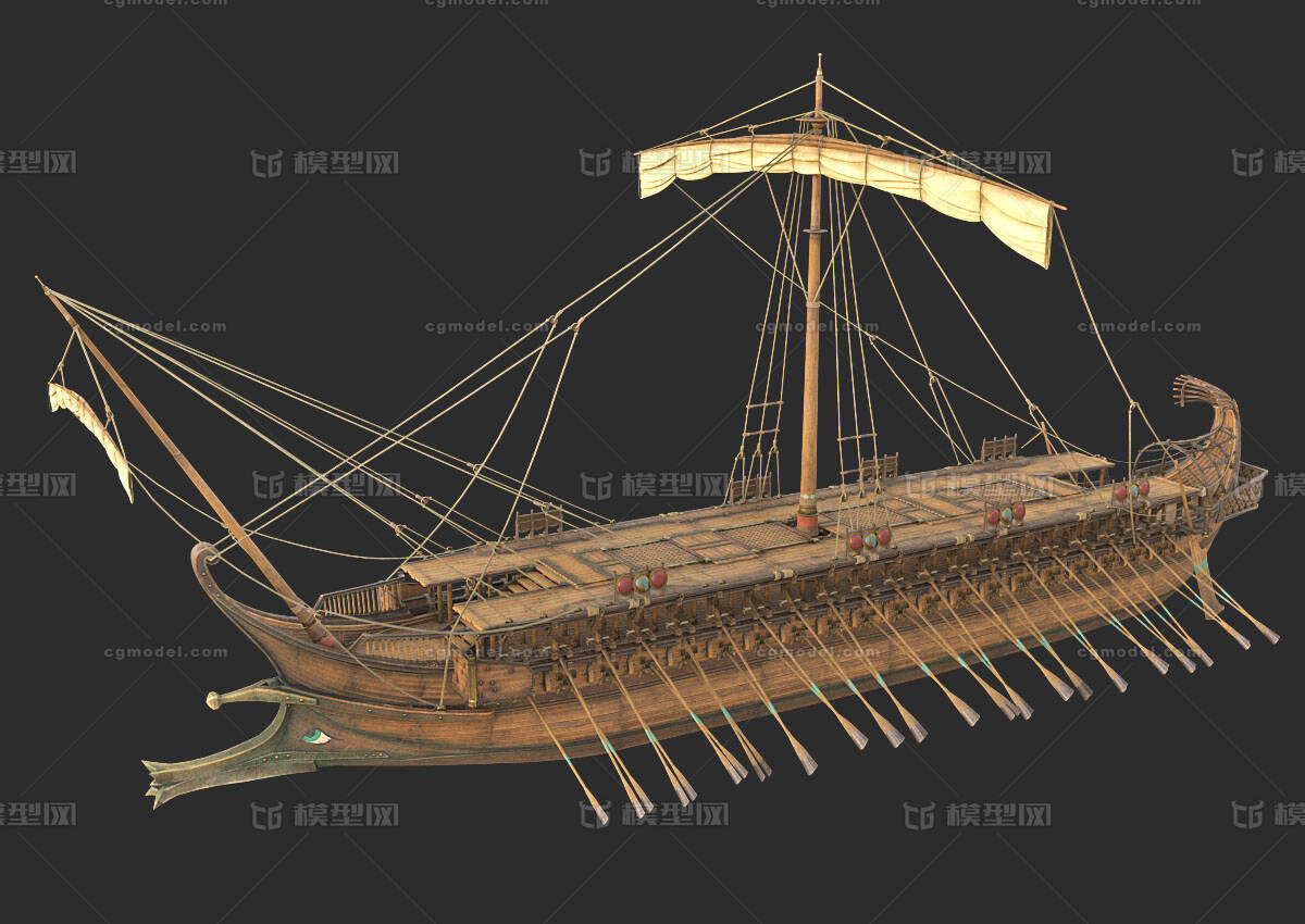 PBR次世代 古代战船模型-古代船/仿古船模型库-OBJ(.obj/.mtl)模型下载-cg模型网