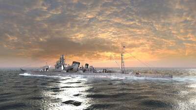 PBR 二战日本古鹰级重巡洋舰模型-军舰模型库-3ds Max(.max)模型下载-cg模型网
