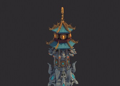 一个防御塔 华丽的箭塔模型-古代场景模型库-3ds Max(.max)模型下载-cg模型网