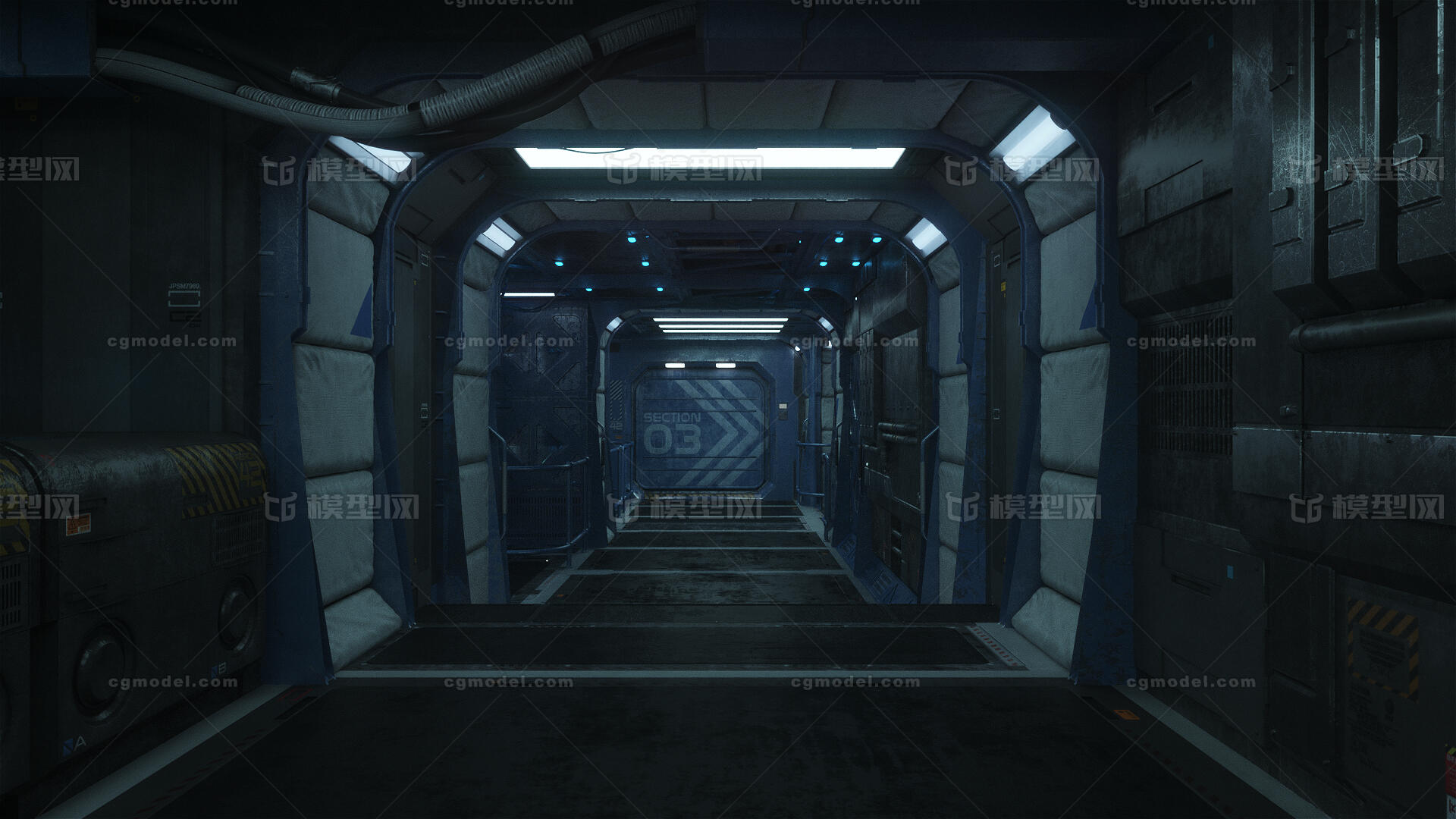 科幻机舱 走廊模型-科幻场景模型库-Cinema 4D(.c4d)模型下载-cg模型网