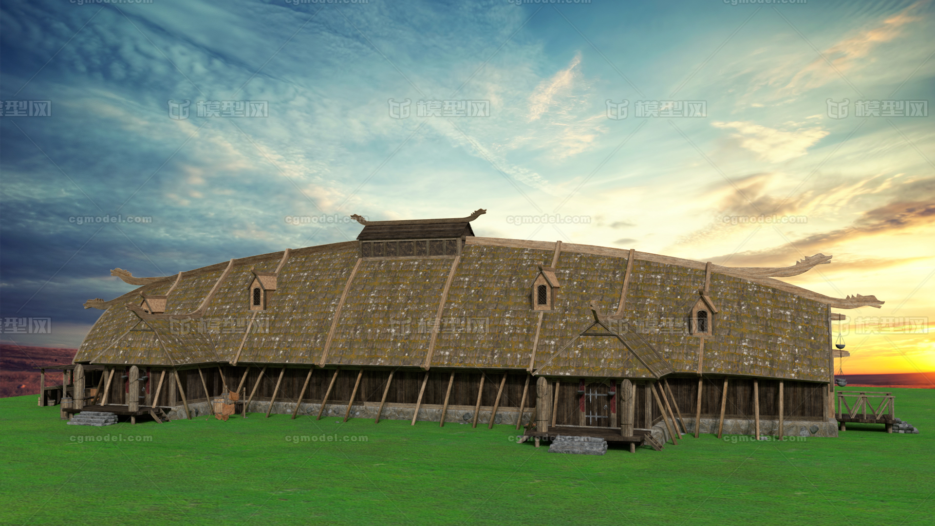 古代村庄 村庄模型-历史建筑模型库-Maya(.ma/.mb)模型下载-cg模型网