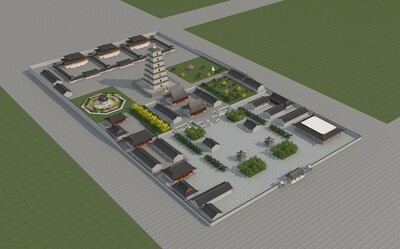 大慈恩寺古建动画 西安大雁塔 佛教寺院 唐代皇家寺院 动画场景 古建