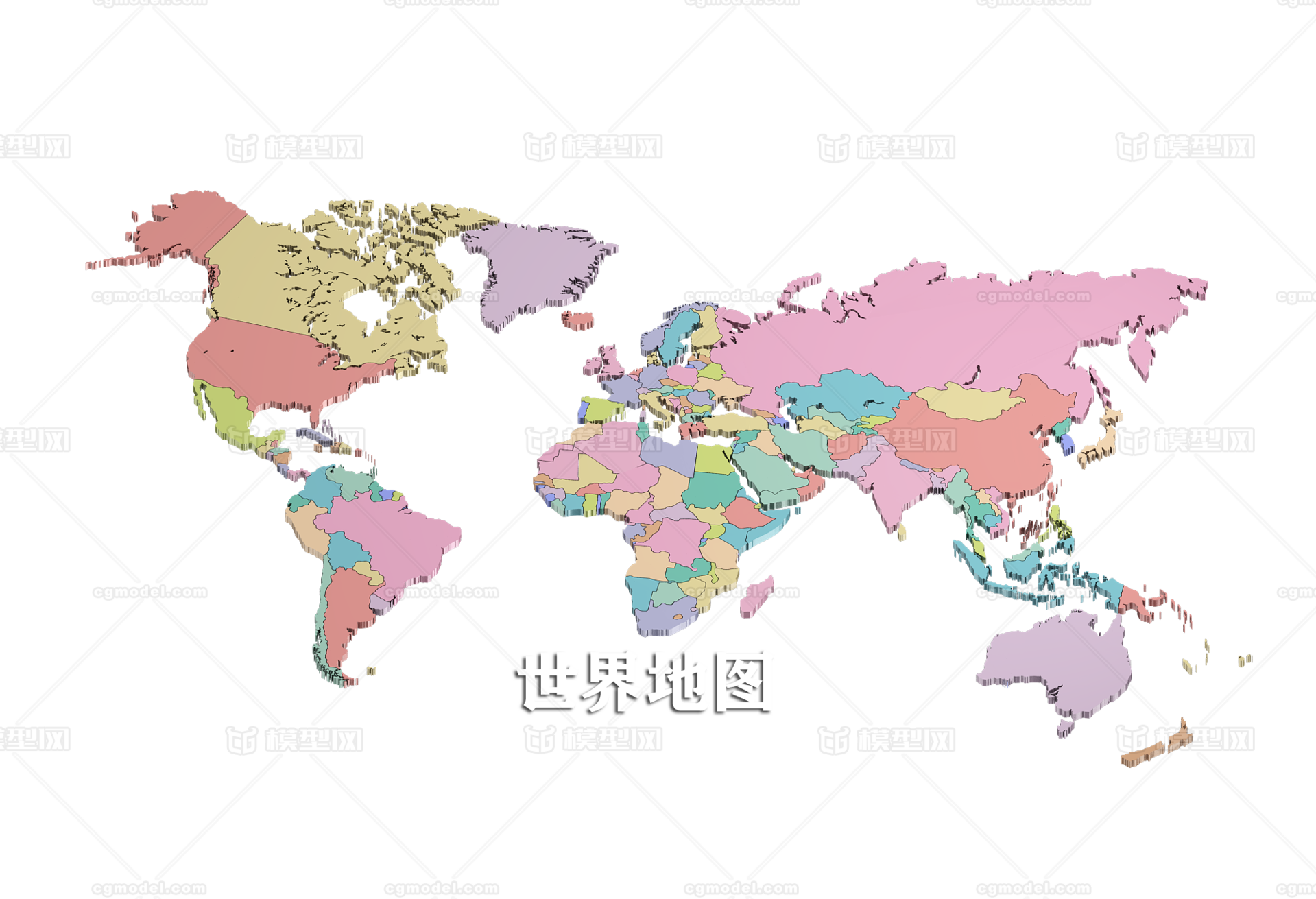 点个赞呗三维世界地图,包含可编辑样条线和可编辑多边形两个模型,可以