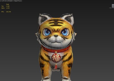 次世代可商用pbr小幼虎崽仔萌宠物娃坐骑福铃铛春节庆