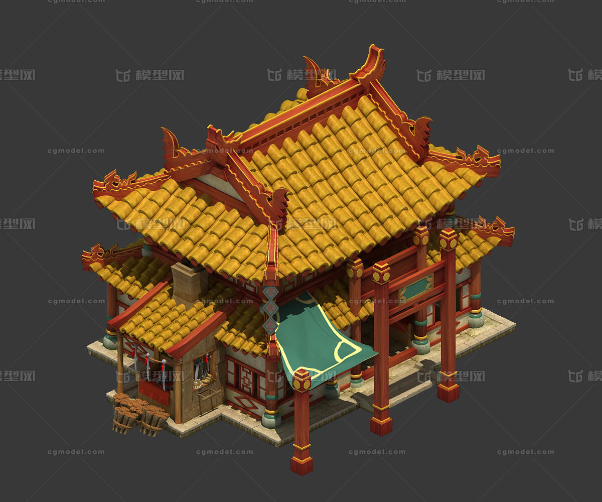 三渲二模型 主城建筑模型-古代场景模型库-3ds Max(.max)模型下载-cg模型网