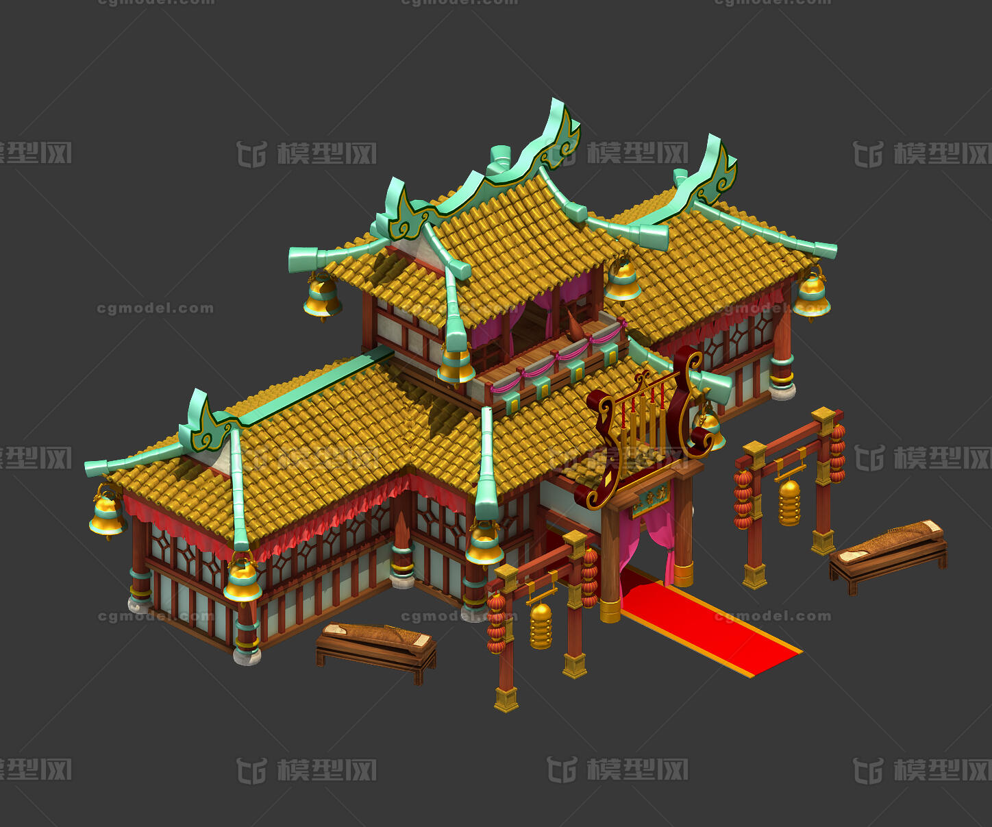 三渲二模型 主城建筑模型-古代场景模型库-3ds Max(.max)模型下载-cg模型网