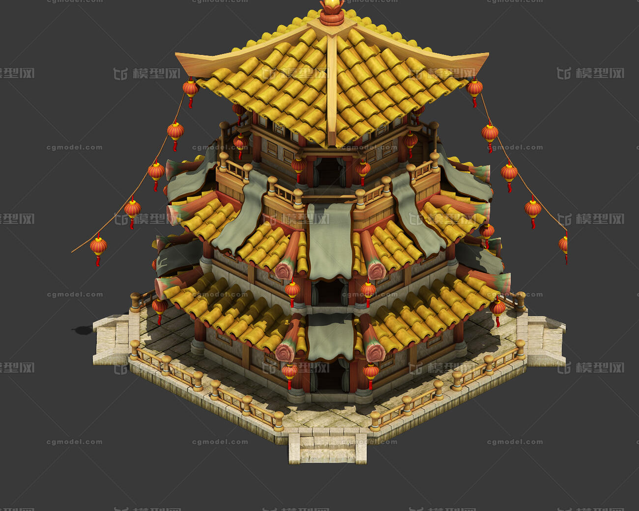 三渲二模型 主城建筑模型-古代场景模型库-3ds Max(.max)模型下载-cg模型网