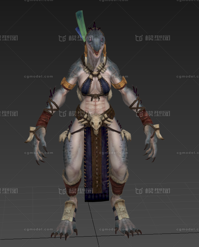 Pbr次世代蜥蜴恐龙雌性人型怪物boss 游戏模型角色模型 Cg模型网 Cgmodel 三维设计师交流互动平台 专注多品类3d模型下载 原创作品分享 软件学习