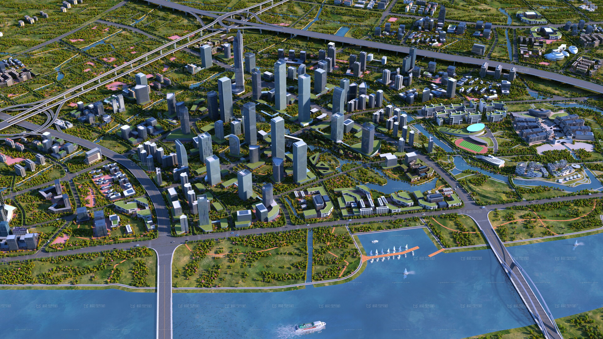 广州南沙区庆盛枢纽规划 城市规划模型-现代场景模型库-3ds Max(.max)模型下载-cg模型网