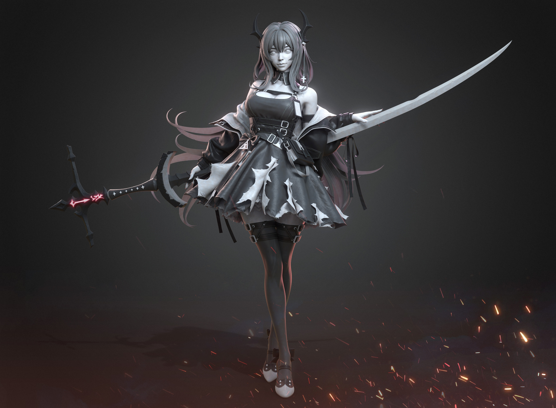 明日方舟史尔特尔同人作品_rockfish0810作品_角色/人物/生物_cg模型