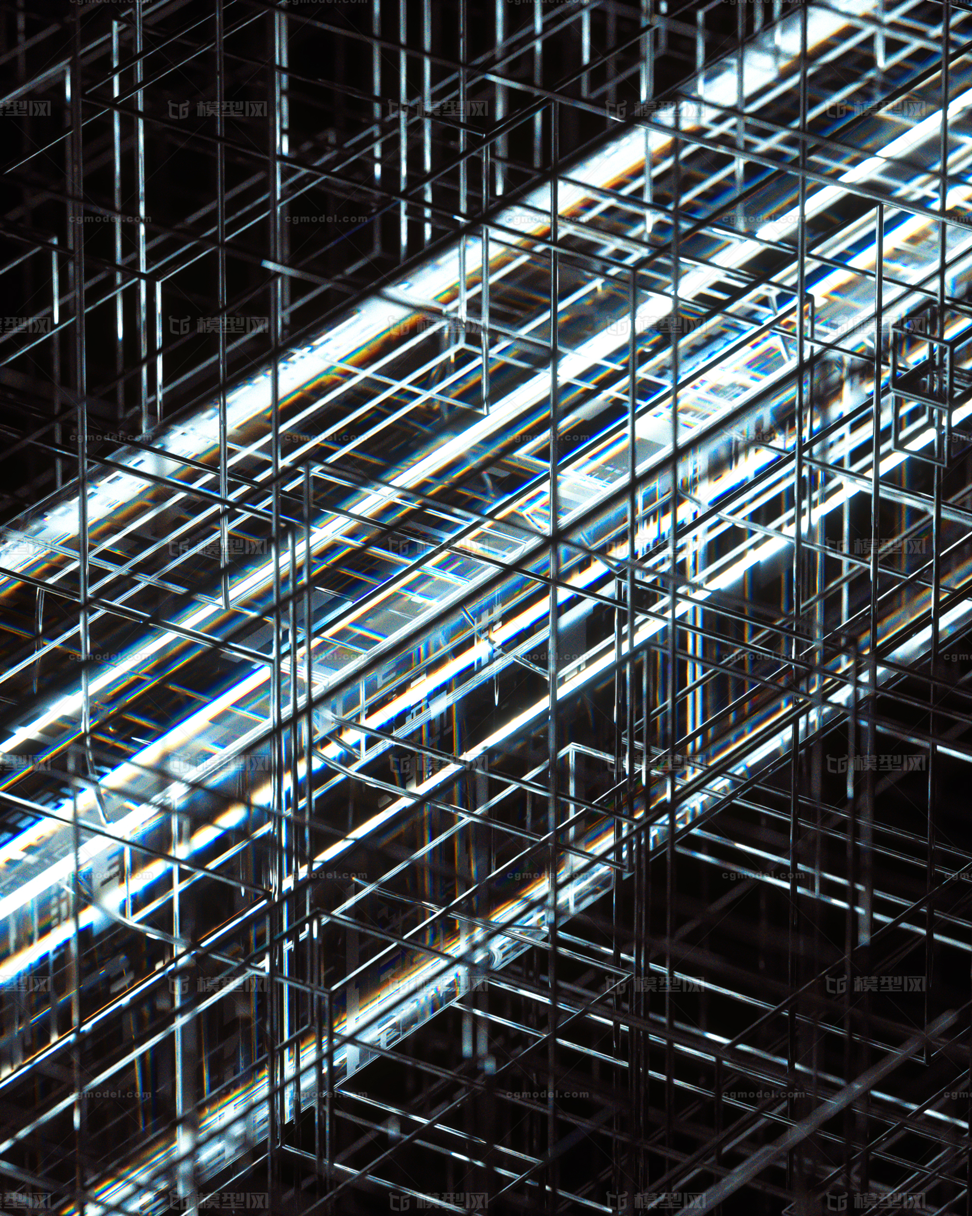 c4d科幻无限镜面空间场景