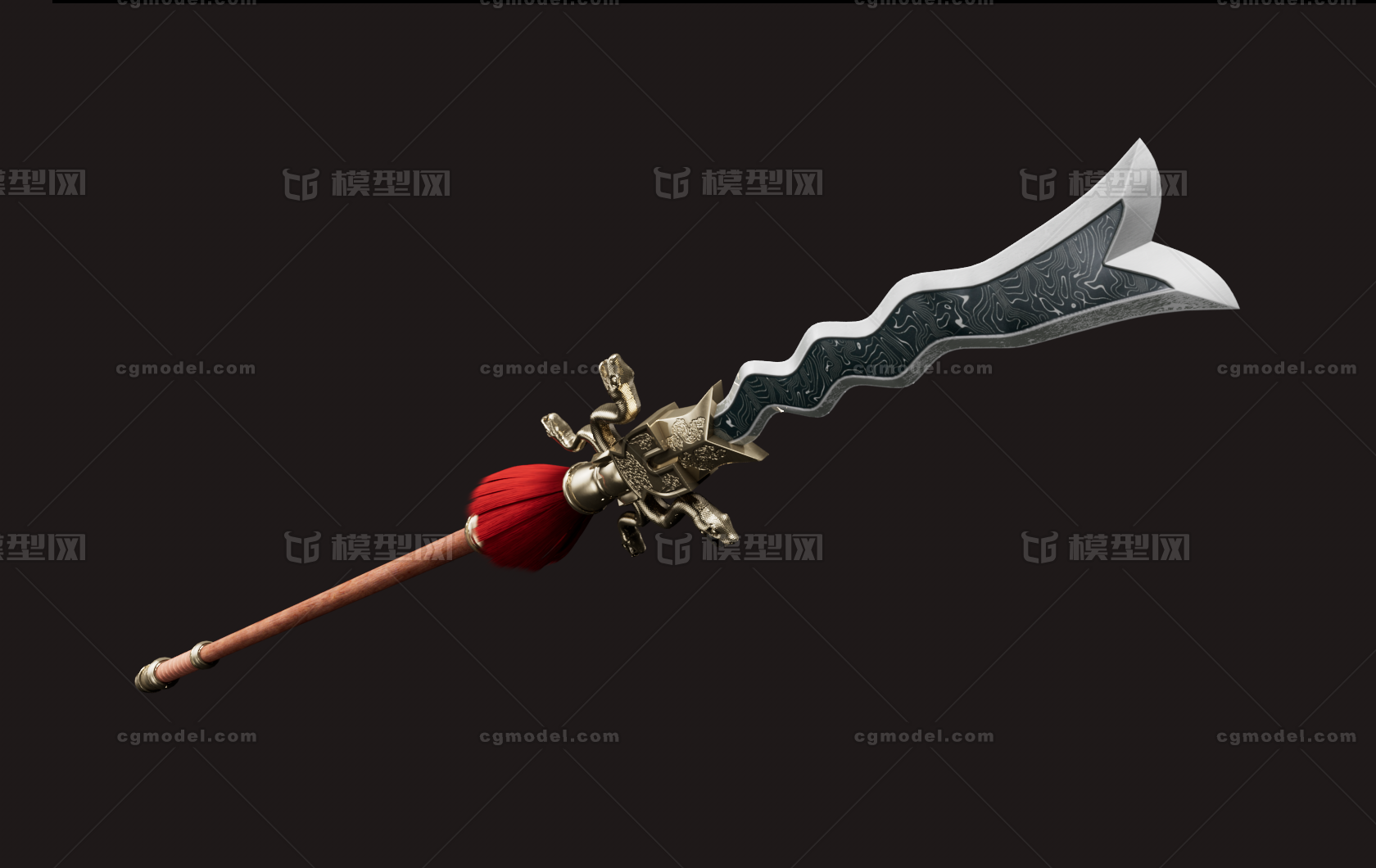 张飞武器古代冷兵器丈八蛇矛 蛇矛_CGLOWB作品_武器冷兵器武器冷兵器_cg模型网