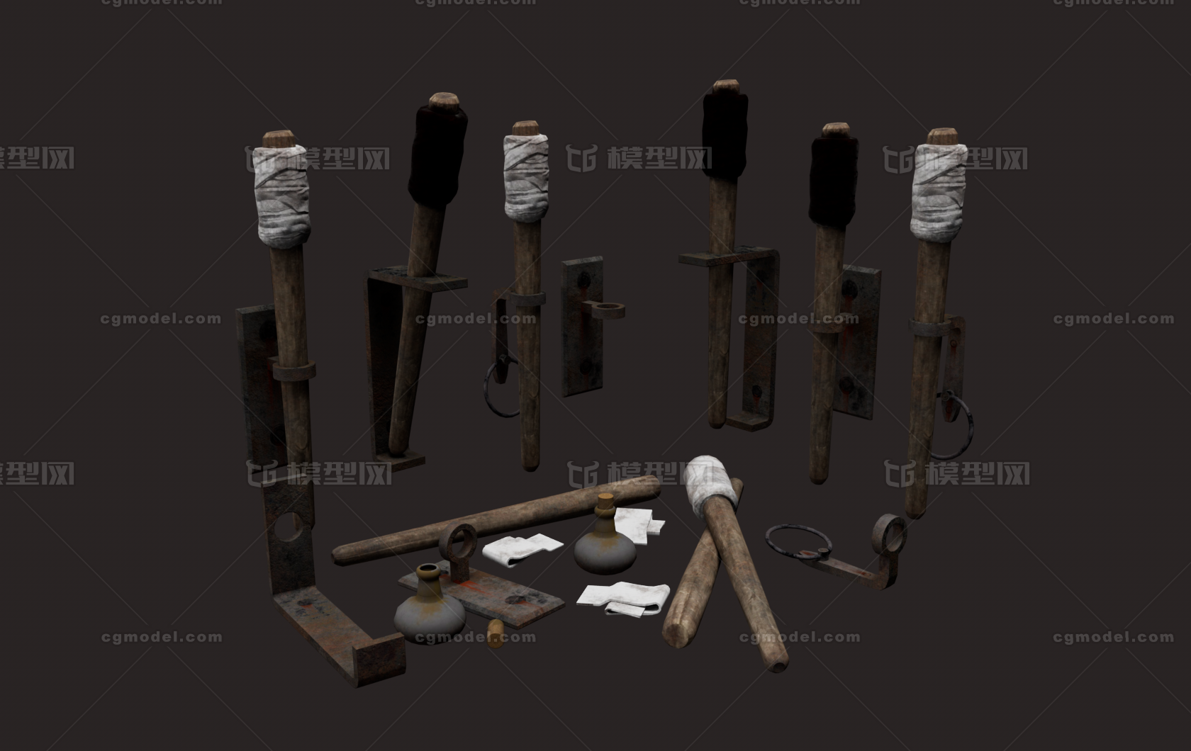 火把 火炬模型-个人用品模型库-Cinema 4D(.c4d)模型下载-cg模型网
