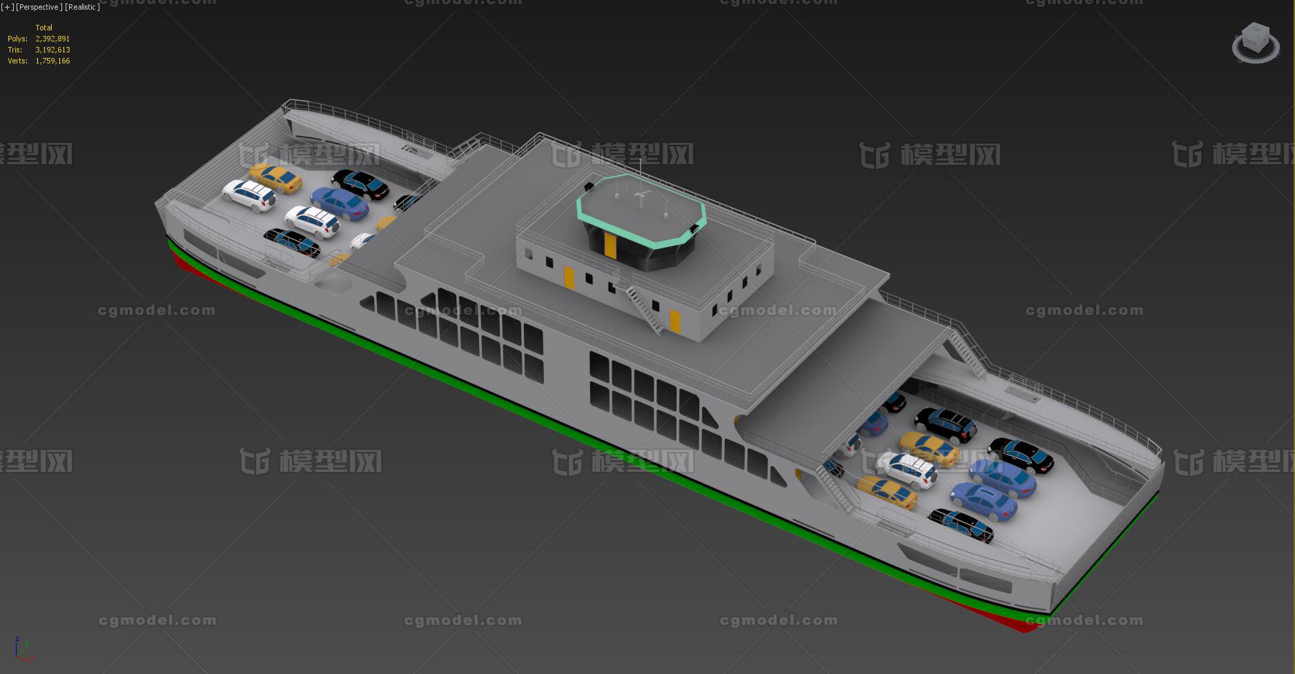 渡车船 汽车渡船模型-货运船模型库-3ds Max(.max)模型下载-cg模型网