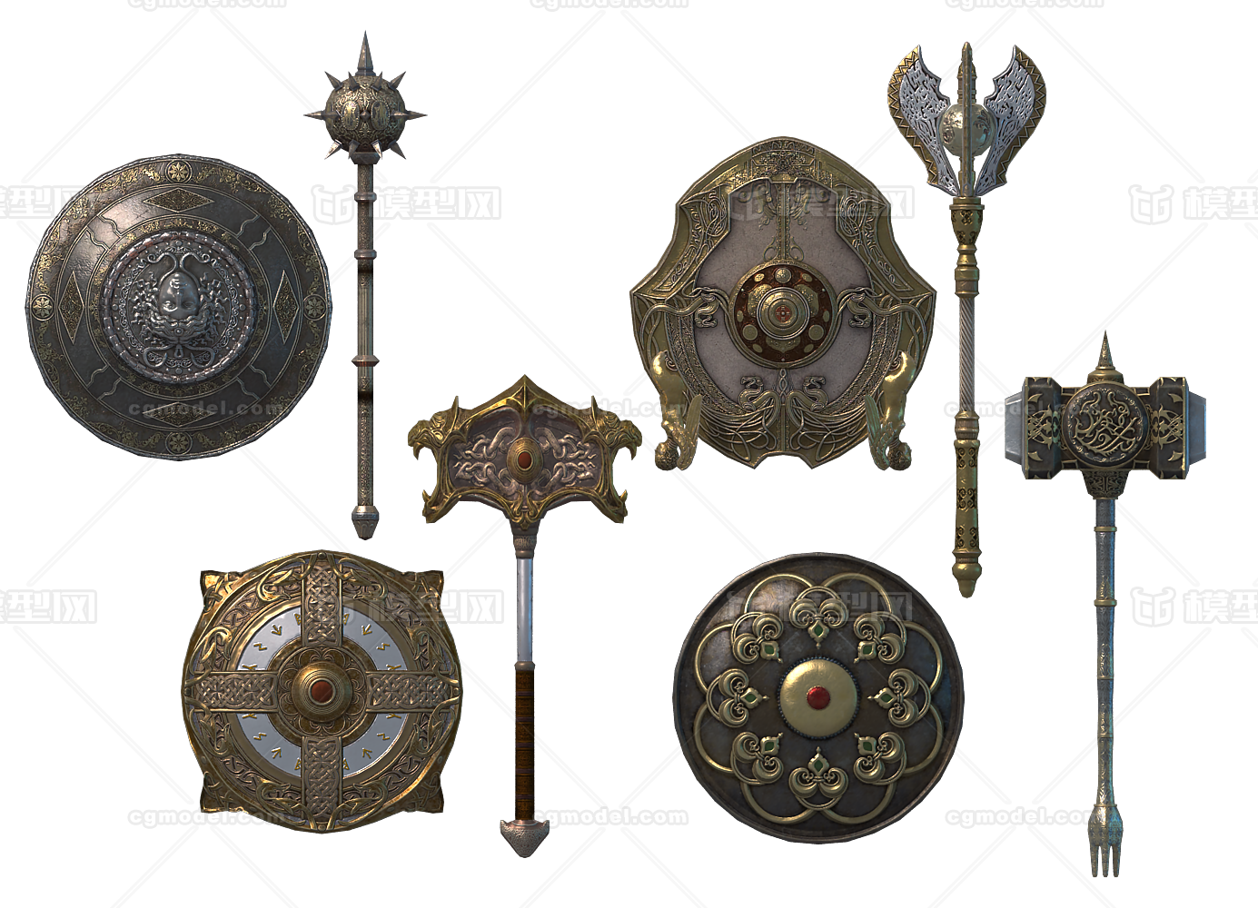 盾 欧式武器 写实盾 次时代盾 欧式盾 Jiesihuo作品 武器防具武器防具 Cg模型网
